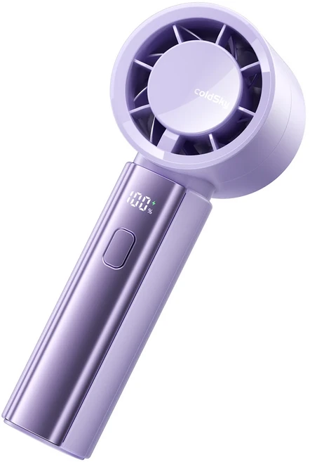 ColdSky 휴대용 팬 4000mAh 배터리 LED 디스플레이로 작동 개인 소형 여행용 5 속도 미니, 01 YF09-Purple