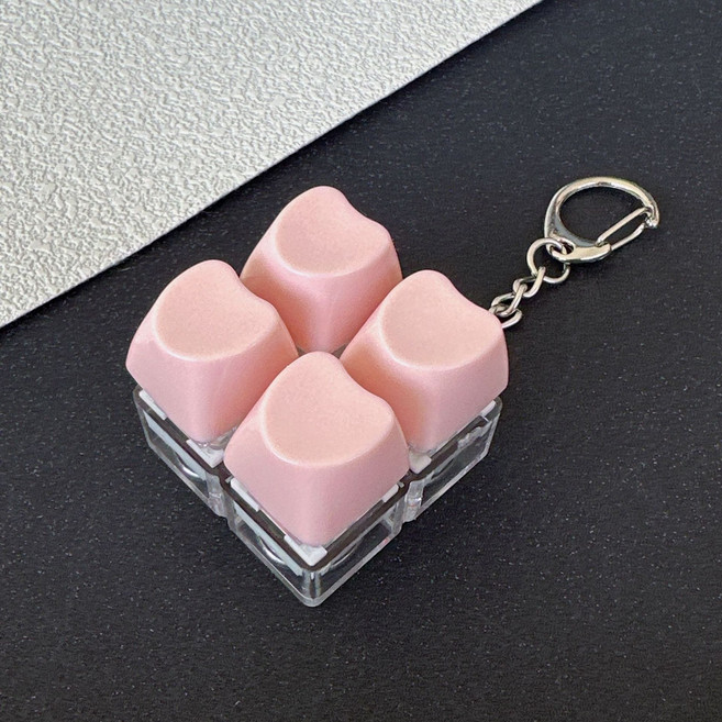 하트 키캡 키링 딸깍이 클릭커 열쇠고리 ASMR 스트레스해소 악세서리 오피스토이 피젯토이, 1개, 단일