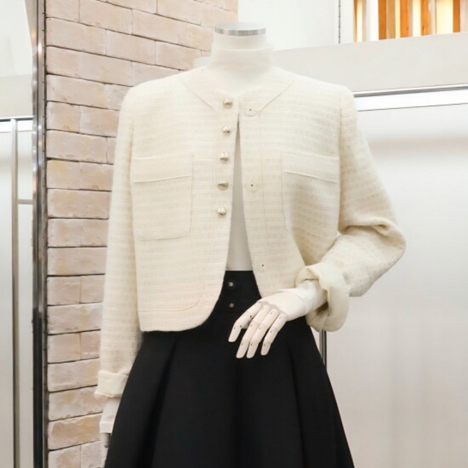 [JJ지고트]메탈사 믹스 크롭 트위드 재킷 GNCA0JKR7_ 3117293