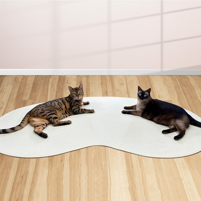 파파냥 고양이 논슬립 미끄럼방지 스크래쳐 땅콩 카페트, 아이보리, 1개