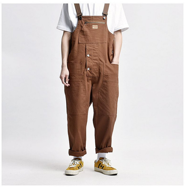 푸자오 남자 멜빵바지 작업복 점프수트 워크웨어