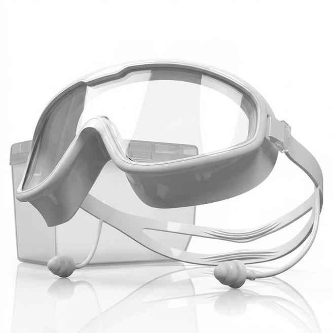 카로히포 고글형 물안경 귀마개 일체형 케이스 포함, 1개, 화이트