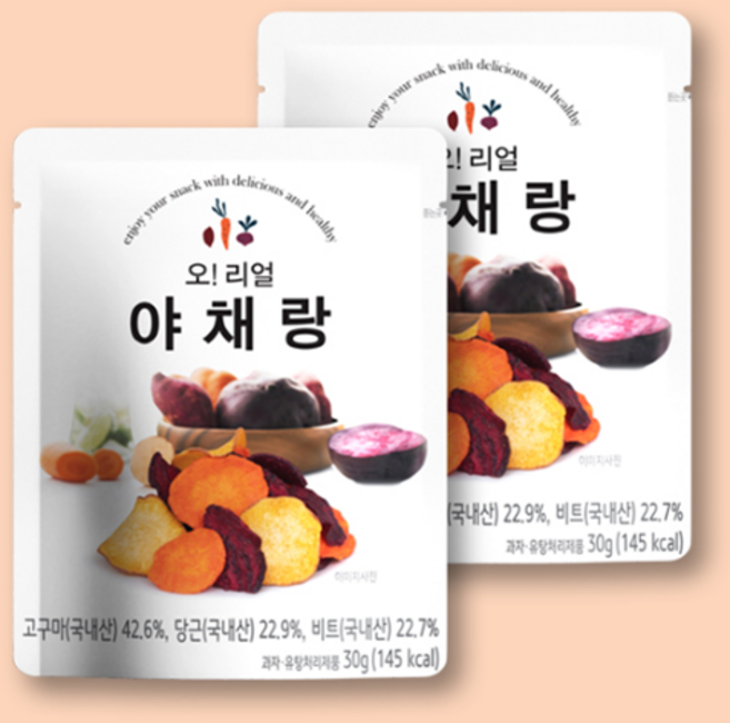오 리얼 야채랑 국내산 건강간식 고구마칩 당근칩 비트칩, 30g, 6개
