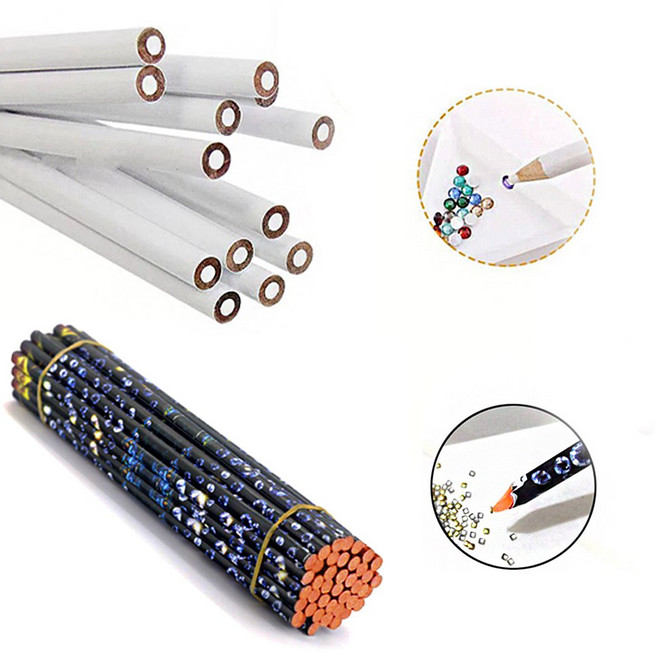 꽃단장 연필형 네일스톤피커 목재 파라핀재질 흰색 컬러, 1개