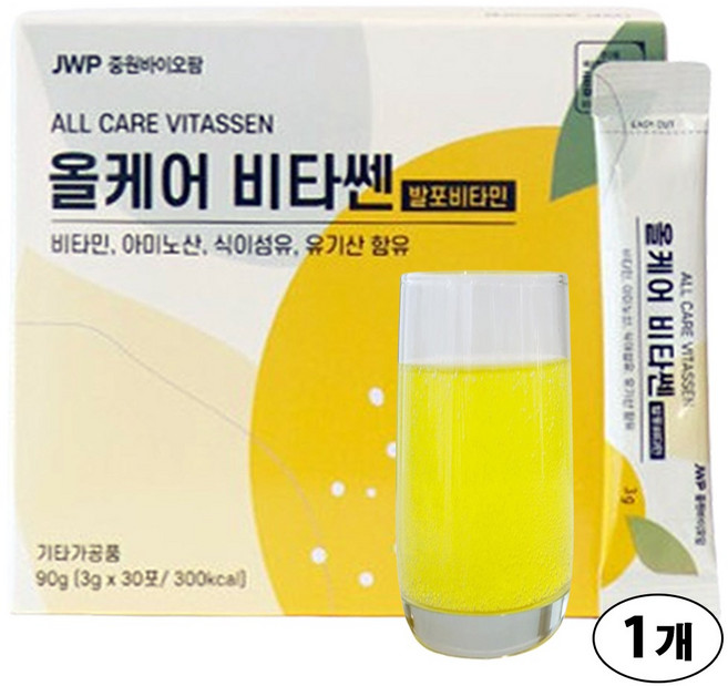 올케어 비타쎈 발포 비타민 무설탕 물에 타먹는 스틱 분말, 1개, 90g