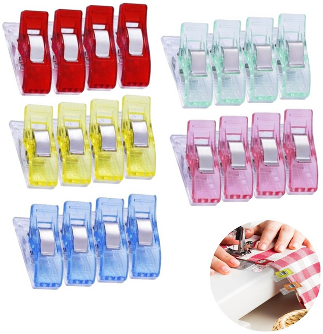 도나토르 시접 고정 집게 클립 20p, 20개, 빨강+노랑+파랑+초록+분홍