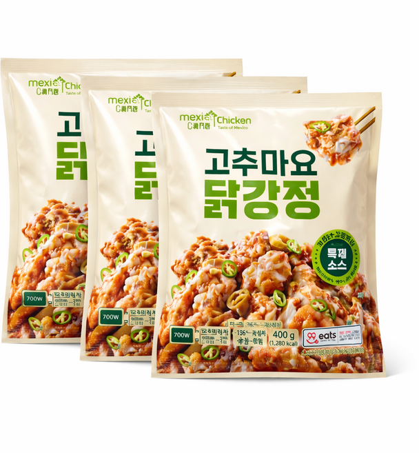 멕시카나 고추마요 순살 닭강정 바삭한 특제소스, 3개, 400g