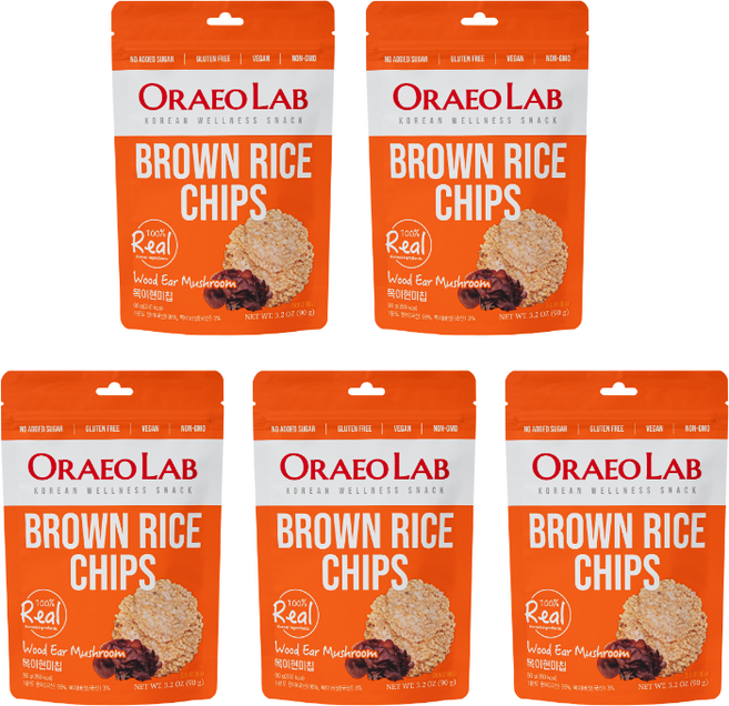 오래오랩 목이버섯 현미칩 저당 다이어트 간식, 90g, 5개