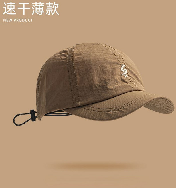 速乾抽繩軟頂棒球帽 夏季日系復古短檐鴨舌帽