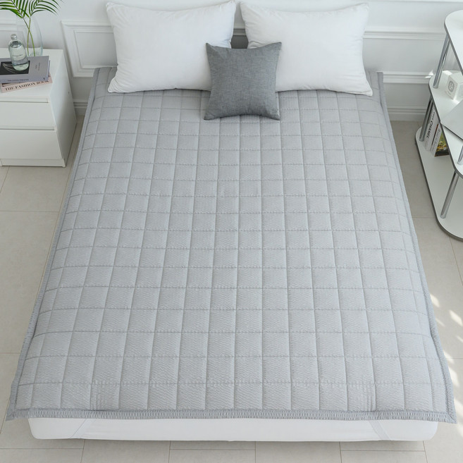 숙면에 눕다 시원한 시어서커 여름 고정밴드 침대패드 SS Q 슈퍼싱글 퀸, 그레이