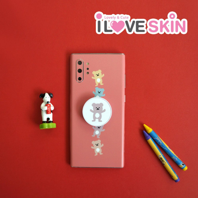 알럽스킨 [스킨톡 테디베어] 삼성 갤럭시노트10 플러스, 1개, 갤럭시노트10 플러스 스킨톡 테디베어(빈티지핑크)