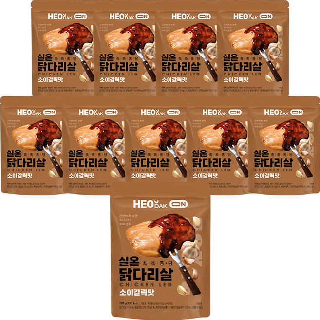 허닭ON 바로먹는 실온보관 닭다리살 소이갈릭맛, 10개, 120g
