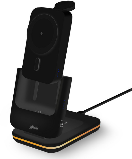 그릭 폴딩 with 3in1 애플워치 에어팟 맥세이프 무선 충전기 보조배터리 세트, 블랙 _보조배터리+거치대, 1개