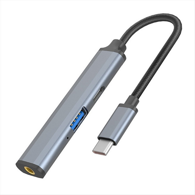 USB C 노트북 도킹 스테이션 3-in-1 Type C Hub USB2.0 PD 87W 오디오 3.5mm 랩톱 휴대폰을위한 멀티 포트 어댑터, 실버 &amp; 블랙