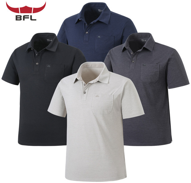 버팔로 여름 남자 스판 등산티 등산복상의 아웃도어 집업티 카라티 카라넥 반팔 티셔츠 BFL