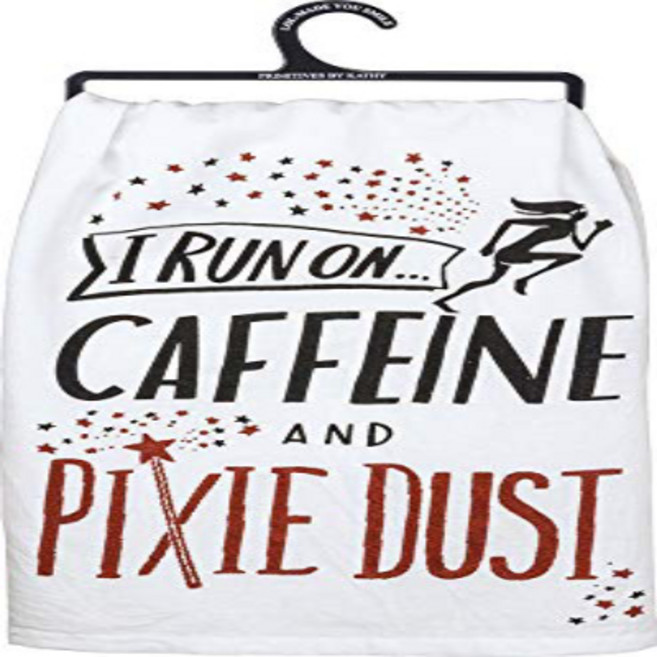 ㅋㅋ 서프라이즈! Kathy glitter Kitchen Towel의 Primitives - 나는 카페인과 픽시 더스트 위에서 달려요 L.O.L. Surprise! Primiti, 1개, Multicolored