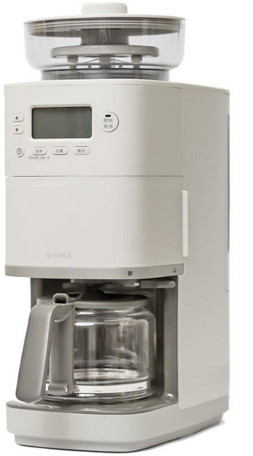 【siroca】SC-C2510 全自動石臼式研磨咖啡機 淺灰色, SC-C2510 石臼式研磨咖啡機淺灰色, 米灰白, SC-C2510