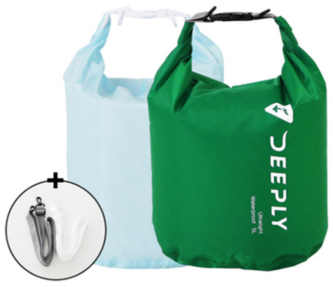 [DEEPLY] 디플리 이너 드라이백 5L 스트랩 포함 (2컬러), 그린