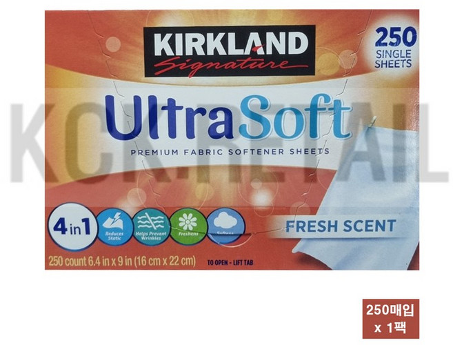 커클랜드시그니춰 드라이시트 시트형 섬유유연제 본품, 1개, 250매