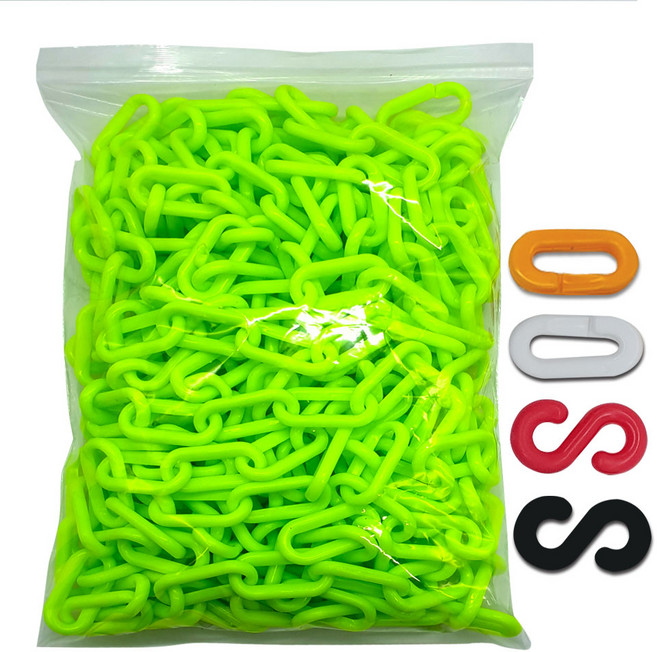 모칸도 주차체인 형광체인 플라스틱체인 체인고리 세트, 1세트, 형광그린