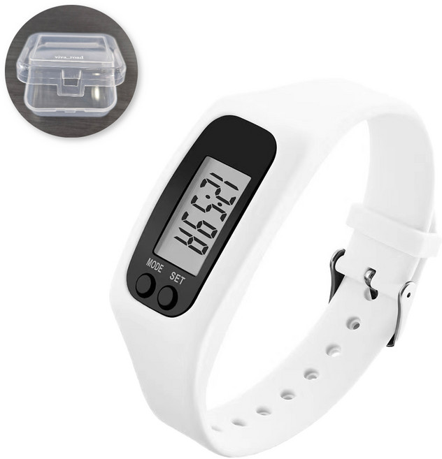 비바로드 실리콘 전자 손목시계 만보계 디지털 만보기 칼로리측정기, 2개, 화이트