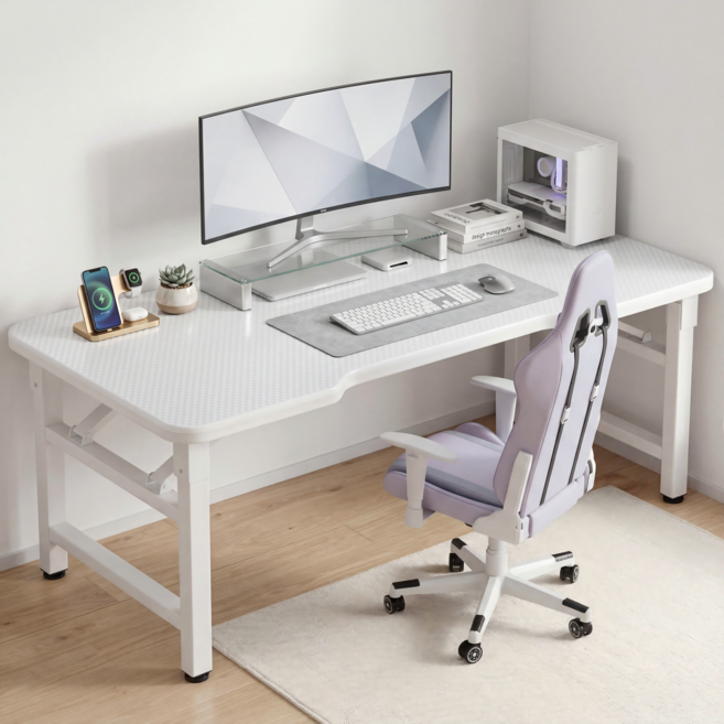 조립 필요 없음 컴퓨터책상 접이식책상 홈 사무용 책상, 흰색