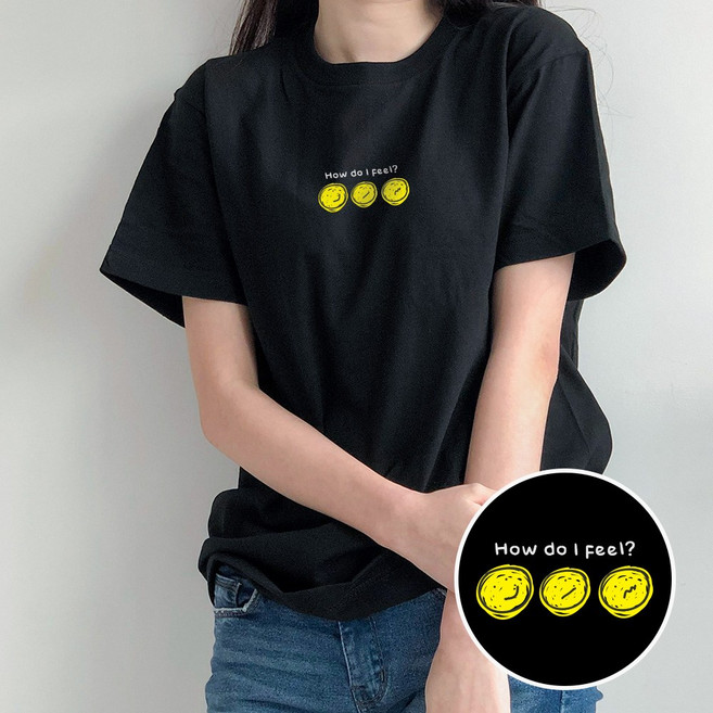 험블스튜디오 이모지 레터링티 여름코디 홈웨어 남녀공용 코튼반팔티