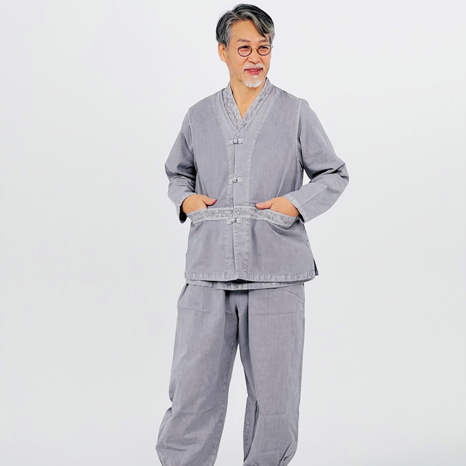 백제봉 생활한복 봄 가을 조끼 저고리 바지 세트 개량한복 절복 법복