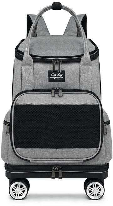 쭌스타 반려동물 이동가방 백팩 4륜 캐리어 접이식 분리형 고양이 강아지 이동장, 1개, 그레이