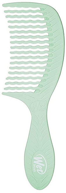 Wet Brush Go GREEN 그린 티트리 오일 주입 트리트먼트 빗 - WaveTooth 디자인의 넓은 치아 헤어 디탱글러 엉킴을 부드럽게 통과합니다 끝이 갈라지거나 손상, 1개