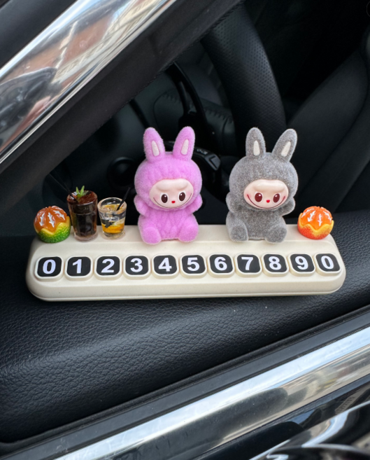 신니디 라부부 자동차 번호판 부착형, 1개, 퍼플+그레이