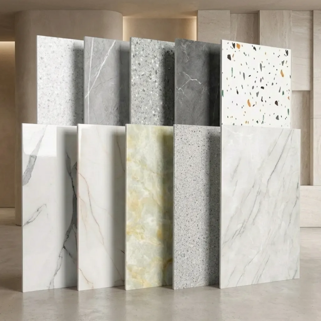 서플라이랩 붙이는 대리석 폼블럭 바닥 접착식 60cm 정사각 데코타일, 9그레이테라조, 5개