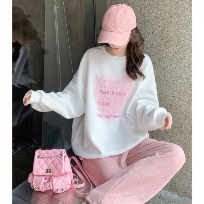 오스틱니 여성용 초특가 봄가을 레터링 프린팅 컴포트 캐주얼 맨투맨