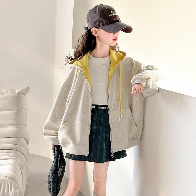 루비키즈 봄 가을 간절기 여아 오버핏 후드 집업 맨투맨 티셔츠 B178