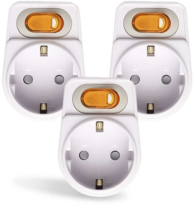 절전 네온 1구 개별스위치 멀티탭, 3개, 흰색, 7.8cm