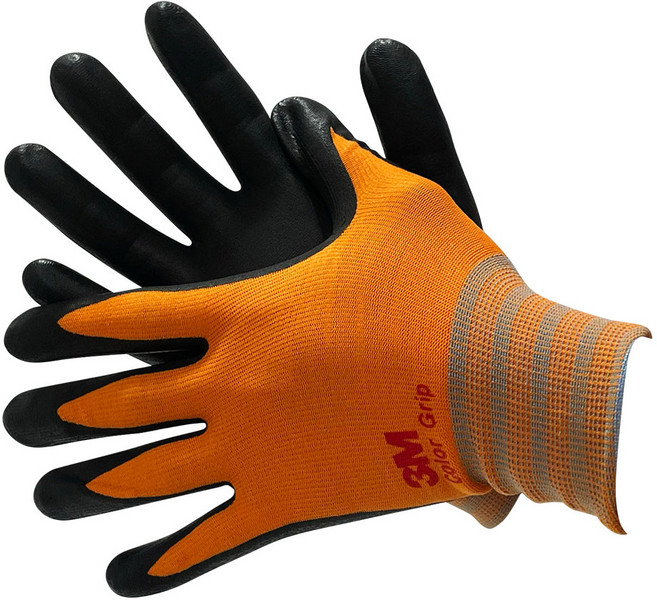 쓰리엠 3M 안전장갑 컬러그립 니트릴 폼 코팅장갑, 오렌지, 1개