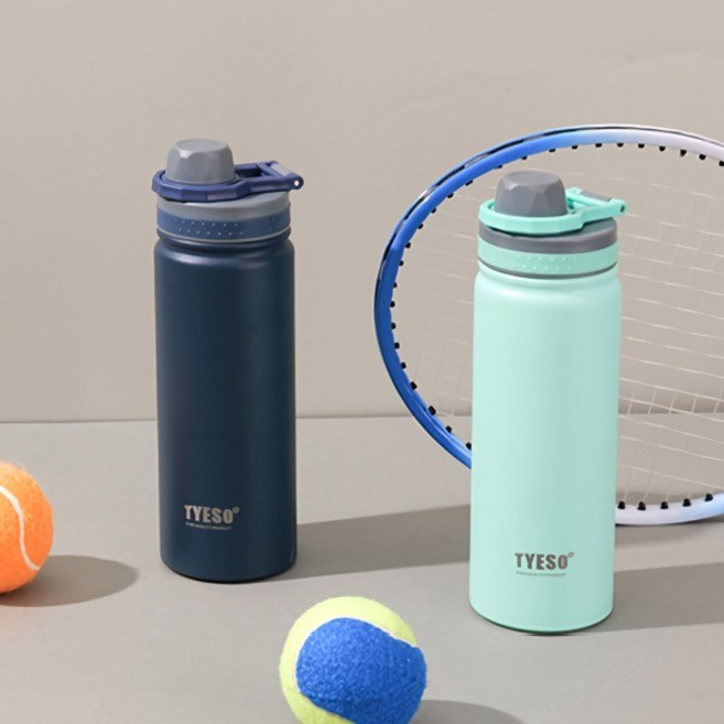 TYESO 런닝 테니스 골프 캠핑 스텐 핸들 텀블러750ml 텀블러 보냉 보온 손잡이, 블랙, 1개, 750ml