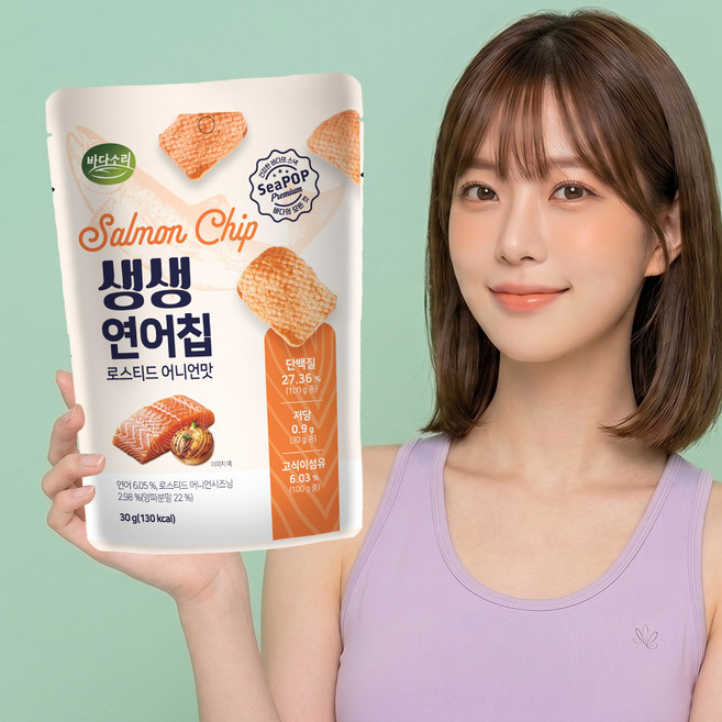 고단백 생연어로 만든 생생연어칩 프로틴스낵, 7개, 30g