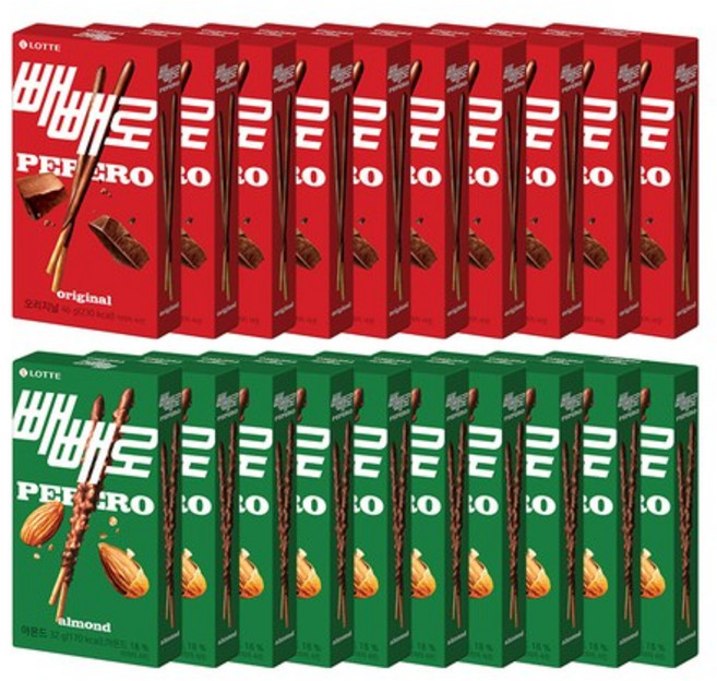 초코 빼빼로 46g 10개+아몬드 빼빼로 32g 10개, 1세트, 780g