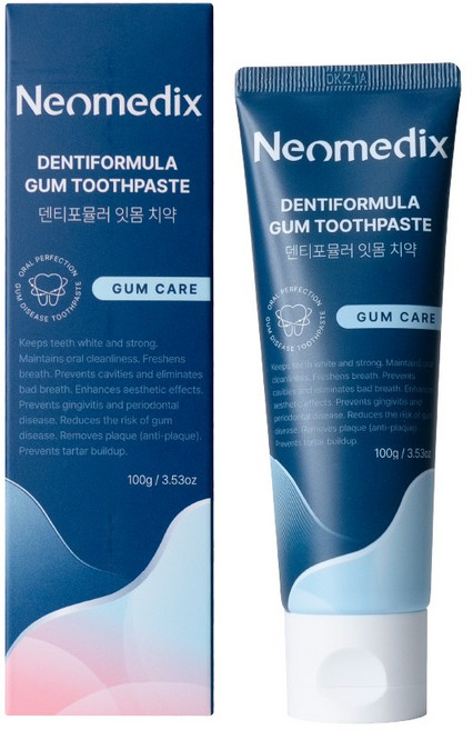 네오메딕스 덴티포뮬러 잇몸 치약 잇몸에 좋은 염증 케어 시린이 치석 제거 불소 치약, 3개, 100g