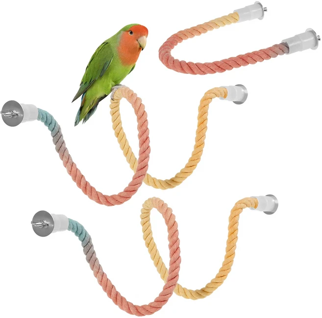 3개 세트 그라데이션 새줄 로프 스탠드 구부릴 수 있는 등반 장난감 앵무새 카나리아 새들새용, 01 3pcs