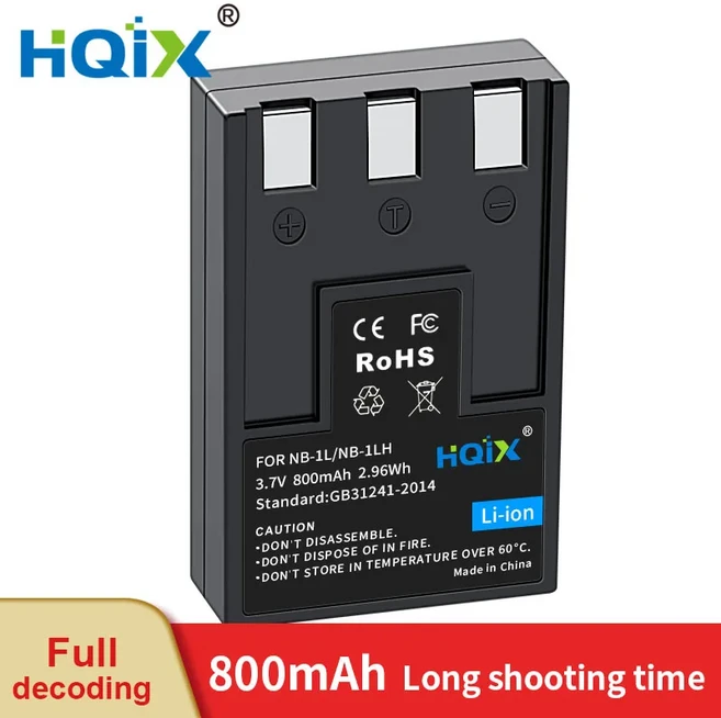 호환 HQIX 적용 가능 캐논 POWERSHOT 100 S230 카메라 NB-1L 충전기 배터리, 03 Battery