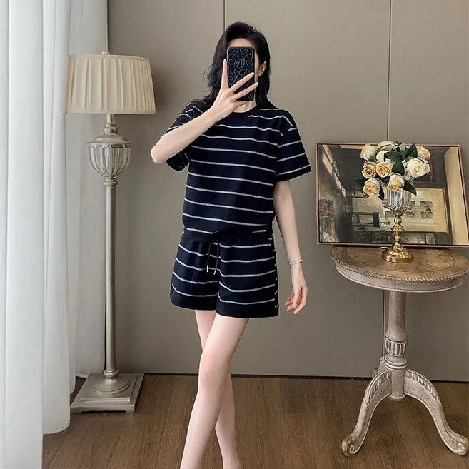 Sealang 여성 캐주얼 여름 투피스 반팔 티셔츠 반바지 세트 cong0408AJ9