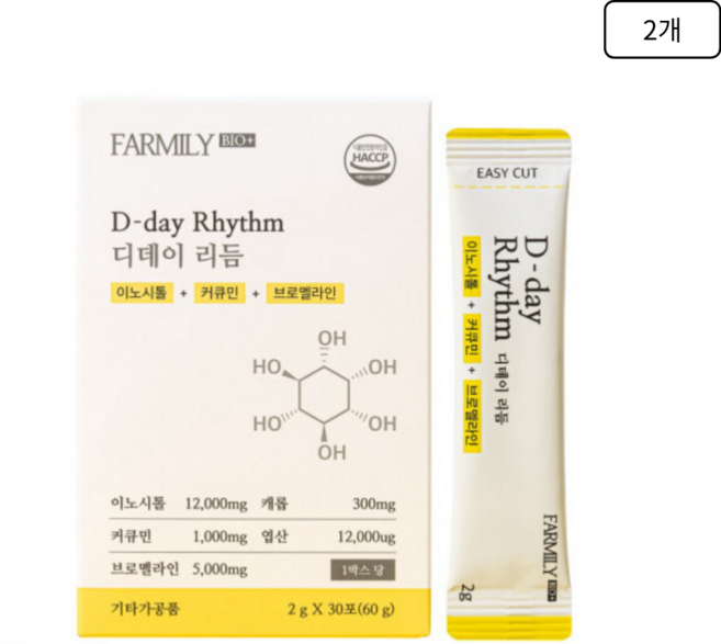 팜밀리 디데이리듬 이노시톨 엽산 브로멜라인 커큐민, 2개, 30회분
