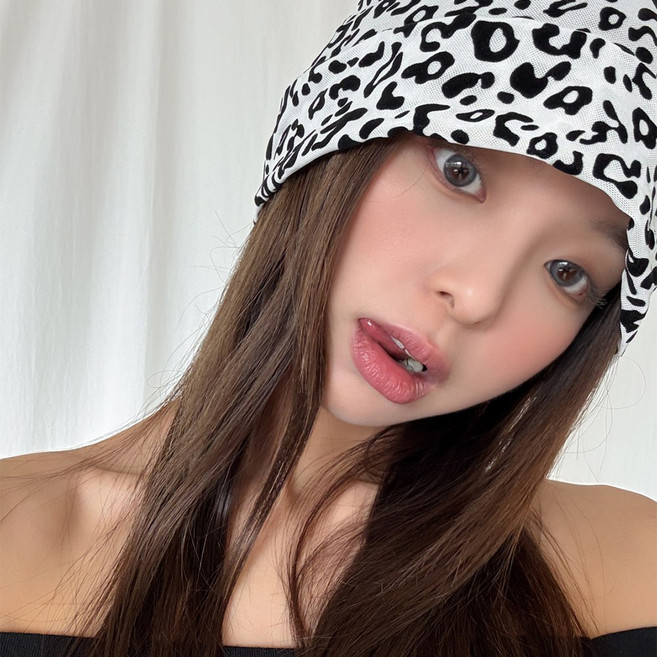 블루씨티 메쉬 호피 셔링 레오파드 시스루 비니 모자