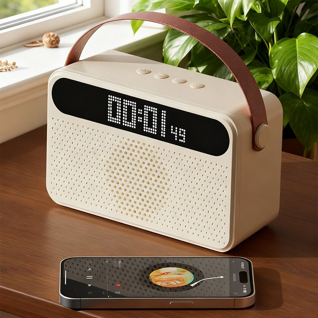 SEVOREN 휴대용 블루투스 스피커, 베이지