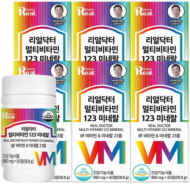리얼닥터 멀티비타민 123 미네랄, 60정, 6개