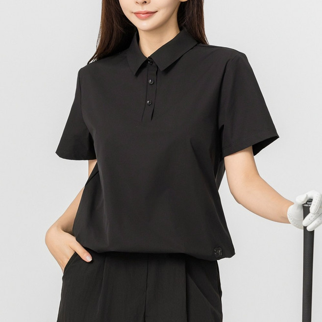 베러투데이 여성 골프웨어 파크골프 아이스 타공 스트링 반팔 카라 티셔츠