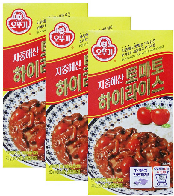 오뚜기 지중해산 토마토 하이라이스 고형, 200g, 3개