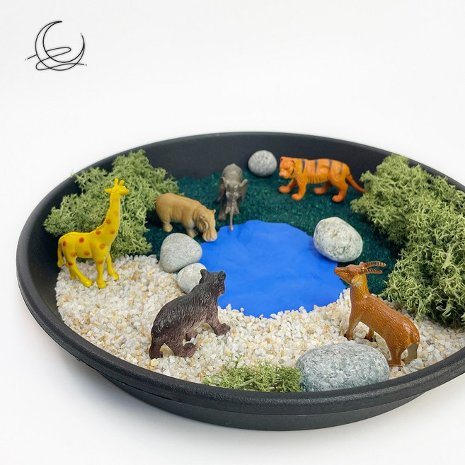 룬아트 미니 사파리 야생동물 만들기 미술 놀이 키트 스몰 월드 어린이집 단체 집단 교구, 1개